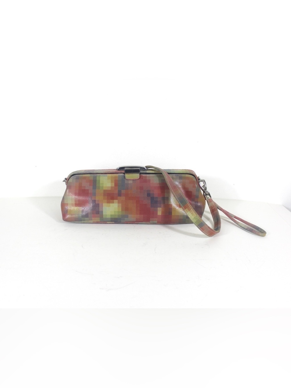 1980’s Pixelated Leather Small Wristlet Shoulder Bag Purse DANIER Colourful